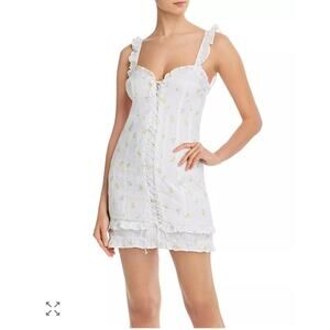 For Love And Lemons Azalea White Corset Eyelet Mini Dress Cottagecore Dolly SM